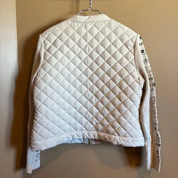 Zenergy By Chico’s Women’s Long Sleeve zip Up Quilted Jacket Size 1 In Ivory - Picture 4 of 4